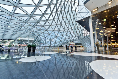 The interior of MyZeil Shopping Mall in Frankfurt Germanyのeditorial素材