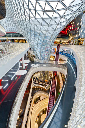 The interior of MyZeil Shopping Mall in Frankfurt Germanyのeditorial素材