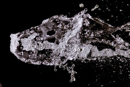 Abstract shape created by splashing water which looks like the head of an animalの写真素材