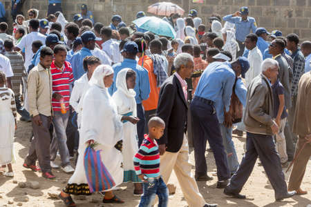 ADDIS ABABA, ETHIOPIAâ JANUARY 19: The local police conducting a pat-down search on the hundreds of thousands of people attending Timket celebrations of Epiphany, commemorating the baptism of Jesus in the river of Jordan, on January 19, 2013 in Addis Abのeditorial素材