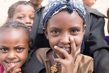 Children from the villages nead Suba, Menagesha area in Ethiopiaのeditorial素材