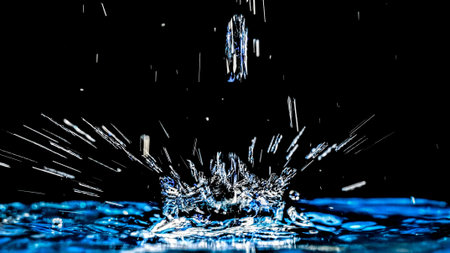 A beautiful shape created by the fluid motion of water splashing as it is poured.の写真素材