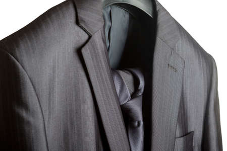 A close-up shot of an elegant formal mens suit with a tieの写真素材