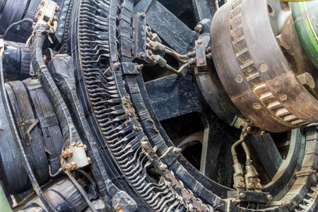 A view of an old AC Slip-ring induction motor, coupled electrically and mechanically to a DC...
