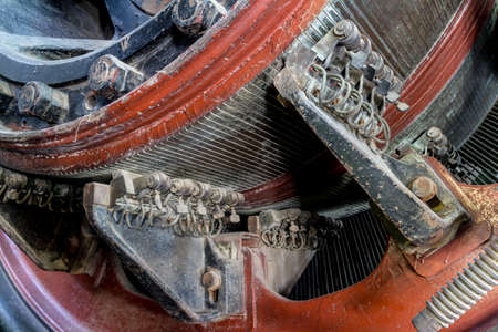 A view of an old AC Slip-ring induction motor, coupled electrically and mechanically to a DC Generatorの写真素材