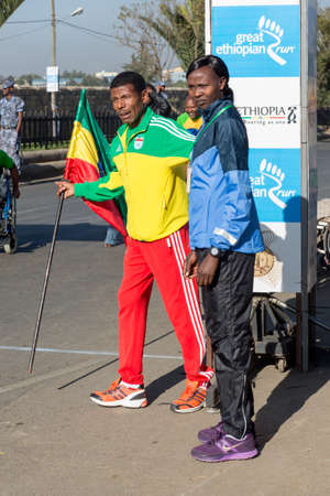 Addis Ababa, Ethiopia - November 24  World renowned athlete Haile Gebrselassie and 2013 NY Marathon winner Priscah Jeptoo at the 13th Edition Ethiopian Great Run, 24th of November 2013 in Addis Ababa, Ethiopia のeditorial素材