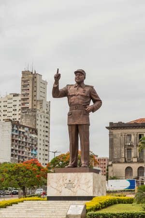 A giant statue of Samora MoisÃ©s Machel at the Independence Square in Downtown Maputo, Mozambiqueのeditorial素材