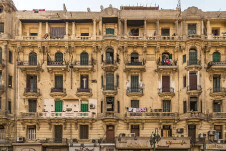 An old apartment complex in the heart of the capital city of Egypt, Cairoのeditorial素材