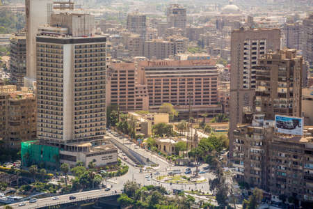 Aerial view of one of the prominent buildings in downtown Cairo as viewed from the top of Cairo Tower. Cairo, Egypt â April 26, 2014.のeditorial素材
