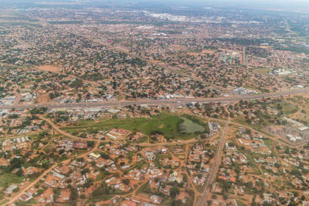 Aerial view of the city of Gaborone, the capital city of Botswanaの写真素材