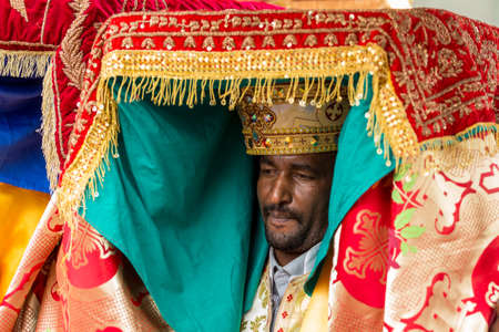 Ethiopian Orthodox followers celebrate Timket,  the Ethiopian Orthodox celebration of Epiphany, on January 19, 2015 in Addis Ababa.のeditorial素材