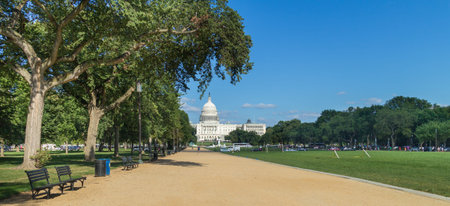 The iconic United States Capitol building overlooking the front lawn in Washington DC.の写真素材
