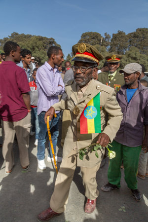 Addis Ababa - Sept 2: A decorated war veteran attends the celebrations of the 119th Anniversary of...