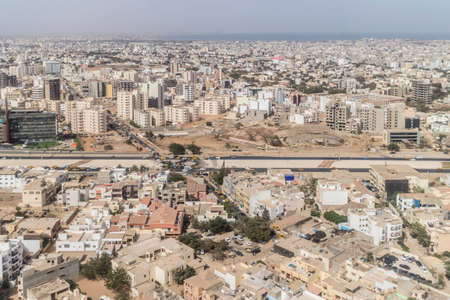 Aerial view of the city of Dakar, Senegal, by the coast of the Atlantic cityの写真素材