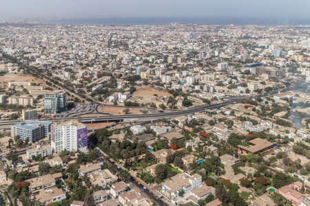 Aerial view of the city of Dakar, Senegal, by the coast of the Atlantic cityの写真素材