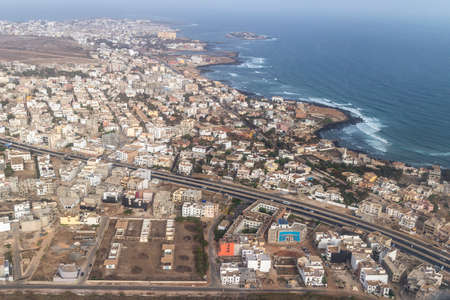 Aerial view of the city of Dakar, Senegal, by the coast of the Atlantic cityの写真素材