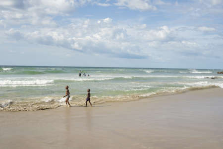 Dakar: August 21: Local residents of Dakar enjoy their  afternoon at a Beach by the Atlantic Ocean on August 2, 2015 in Dakar, Senegal.のeditorial素材