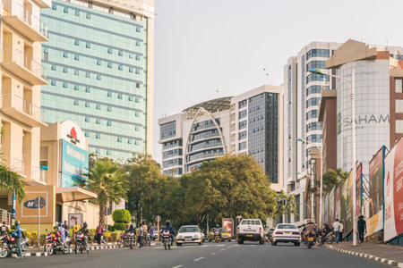 Kigali - June 14: Kigali is regarded as one of the cleanest cities in Africa with beautiful...