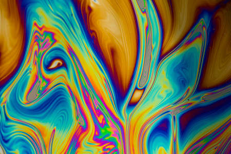 Psychedelic multicolored soap bubble abstract backgroundの写真素材