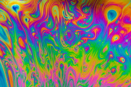 Psychedelic multicolored soap bubble abstract backgroundの写真素材