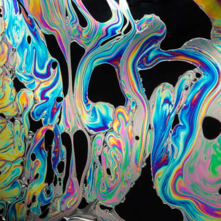 Psychedelic multicolored soap bubble abstract backgroundの写真素材
