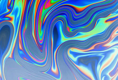 Psychedelic abstract formed by soap bubble reflecting lightの写真素材