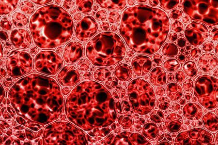 Selective focus red soap bubblesの写真素材
