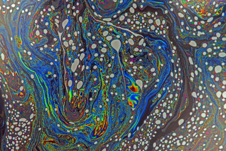 Psychedelic abstract formed by light interference on the surface of a soap bubble