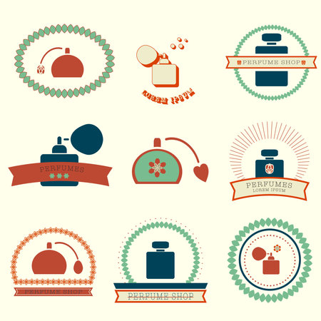 colorful logo set for perfume shop, vectorのイラスト素材