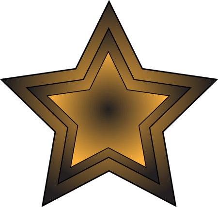 Golden star in three layers on a white backgroundのイラスト素材