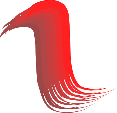 A red curved line drawn with a brush on a white background. Different shades of red on a white canvas. A curved line drawn with a brush on a white background. vector illustration. EPS 10のイラスト素材
