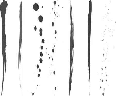 Various types of ink on white paper, ink lines on a white background, smears and blotches of black color. abstraction. EPS 10. Vector illustrationのイラスト素材