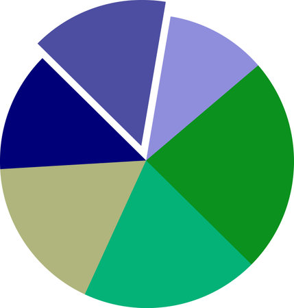 Round graphic diagram in graphic tones - blue and green on a white background. Round business chart for financial data on a white background. vector graphics. Illustration EPS 10のイラスト素材
