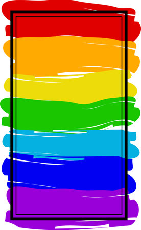 Seven-color brushstrokes painted in grunge style on a white background. Rainbow and creative lines of purple, blue, green, yellow, orange and red colors on a white background. vector graphics. Illustration EPS 10のイラスト素材