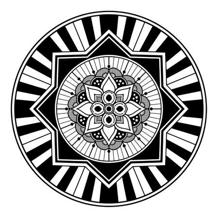 Black and white mandala for coloring pageの写真素材