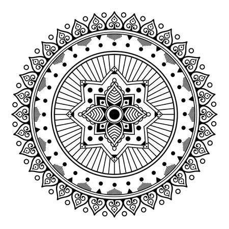Black and white mandala for coloring pageの写真素材