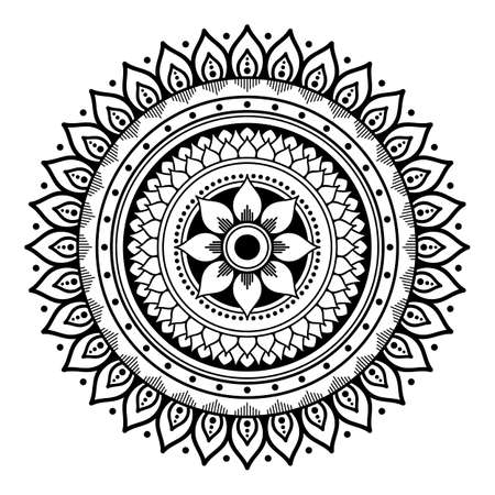 Black and white mandala for coloring pageの写真素材