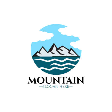 Mountains logo illustration, outdoor adventure. Illustration Peak, hill or expedition logo. Simple and minimalist styleのイラスト素材