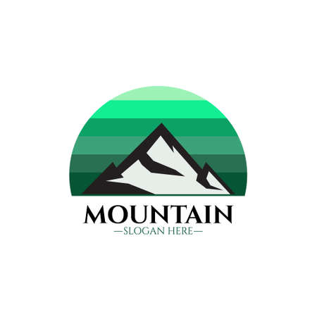 Mountains logo illustration, outdoor adventure. Illustration Peak, hill or expedition logo. Simple and minimalist styleのイラスト素材