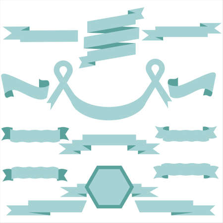 PASTEL Ribbon Set In Isolated For Celebration And Winner Award Banner White Background, Vector Illustration can use for anniversary, birthday, party, event, holiday And others.のイラスト素材