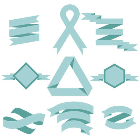 PASTEL Ribbon Set In Isolated For Celebration And Winner Award Banner White Background, Vector Illustration can use for anniversary, birthday, party, event, holiday And others.のイラスト素材