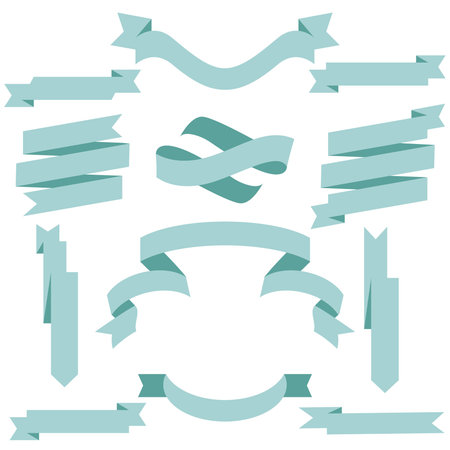 PASTEL Ribbon Set In Isolated For Celebration And Winner Award Banner White Background, Vector Illustration can use for anniversary, birthday, party, event, holiday And others.のイラスト素材