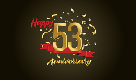 Anniversary celebration background. with the 53rd number in gold and with the words golden...