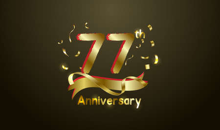 Anniversary celebration background. with the 77th number in gold and with the words golden anniversary celebration.のイラスト素材