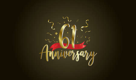 Anniversary celebration background. with the 61st number in gold and with the words golden anniversary celebration.のイラスト素材