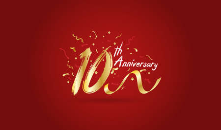 Anniversary celebration background. with the 10th number in gold and with the words golden anniversary celebration.のイラスト素材