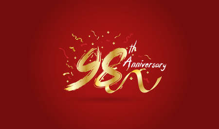 Anniversary celebration background. with the 98th number in gold and with the words golden anniversary celebration.のイラスト素材