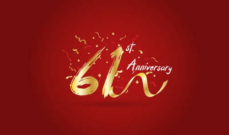 Anniversary celebration background. with the 61st number in gold and with the words golden anniversary celebration.のイラスト素材