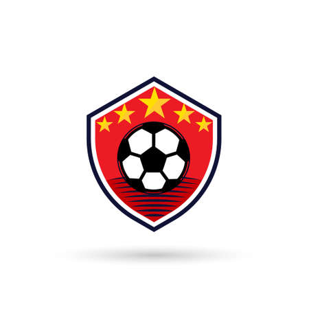 Soccer Logo or football club sign Badge. Football logo with shield background vector designのイラスト素材