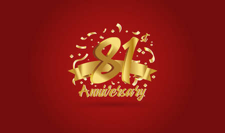 Anniversary celebration background. with the 81st number in gold and with the words golden anniversary celebration.のイラスト素材